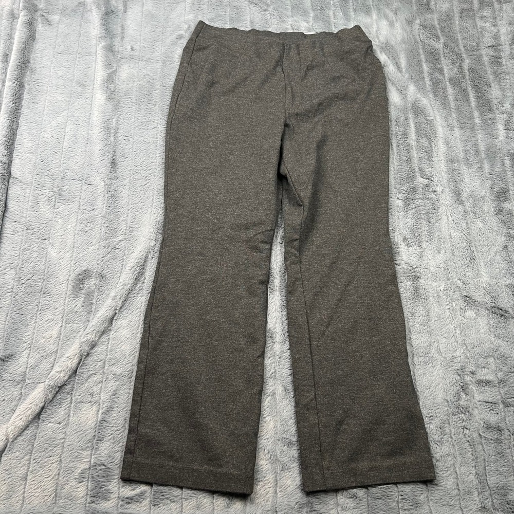 Investments Petites Gray Ponte Knit Wide Leg Pull On Pants PM R Charcoal Heather